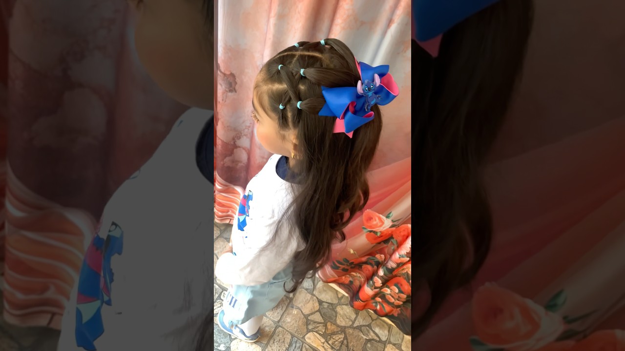 Ideia de penteado do stitch 💙 #brincadeirasdecrianças #penteados #cabeloslindo #infantil #criança