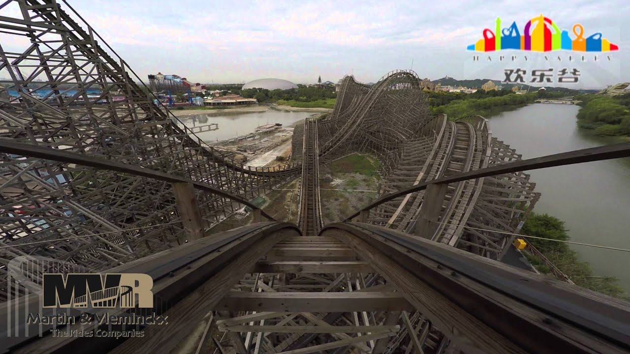 Wooden Coaster Fireball - Happy Valley Shanghai POV 4K