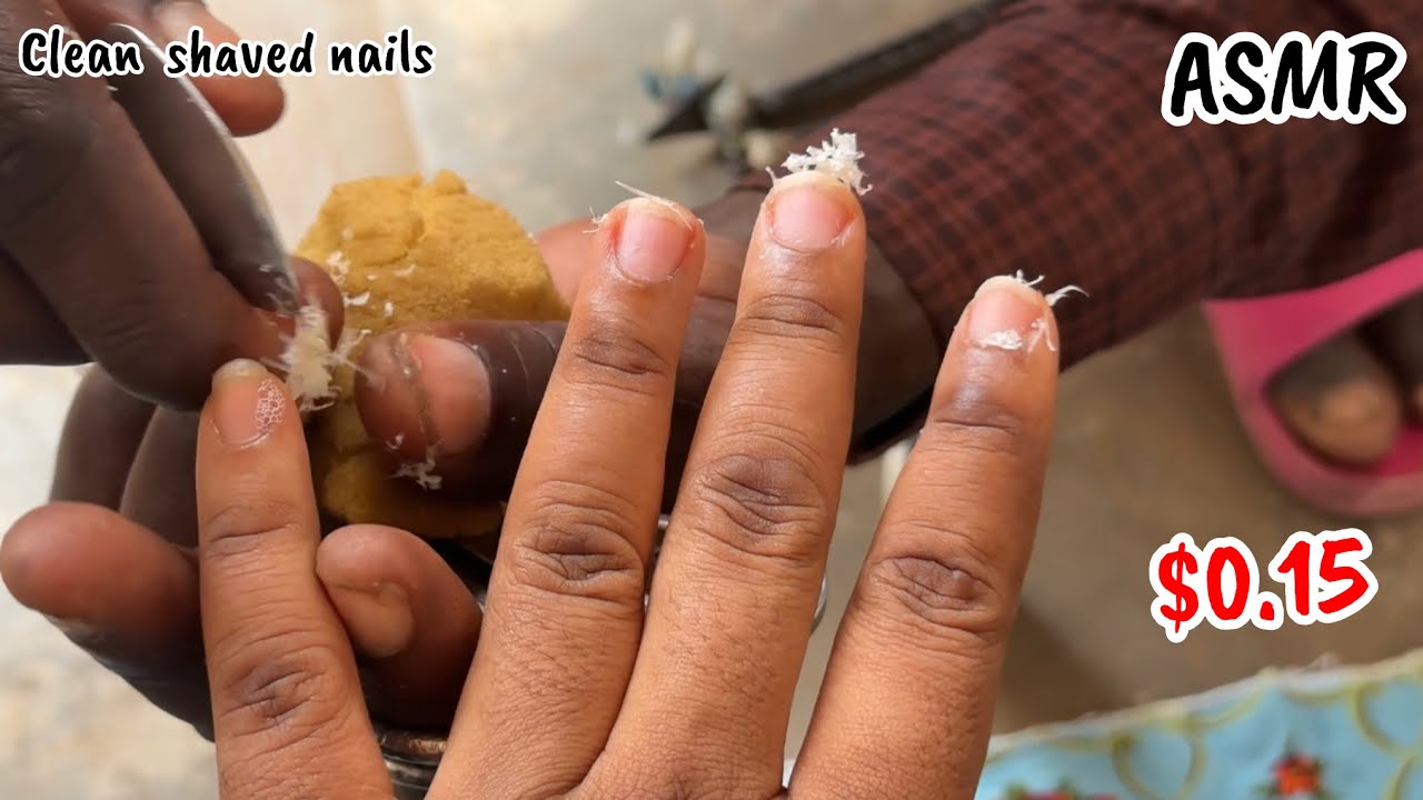 ASMR $0.15 GENTLE SCISSORS CLEAN NAIL SHAVING DONE BY AN EXPERIENCED NAIL CUTTER. STREET PEDICURE