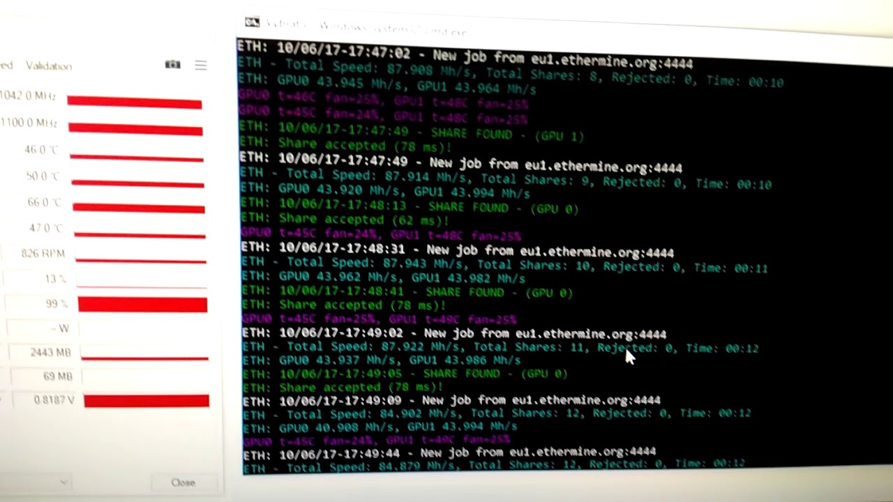 Rx Vega Ethereum mining Mod power efficiency proof (Gpu power tach shown)