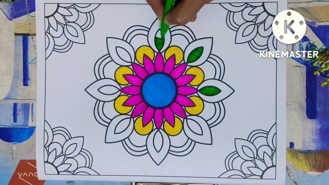 Mandala coloring for beginners #stressreliver #relaxing #mandalaart