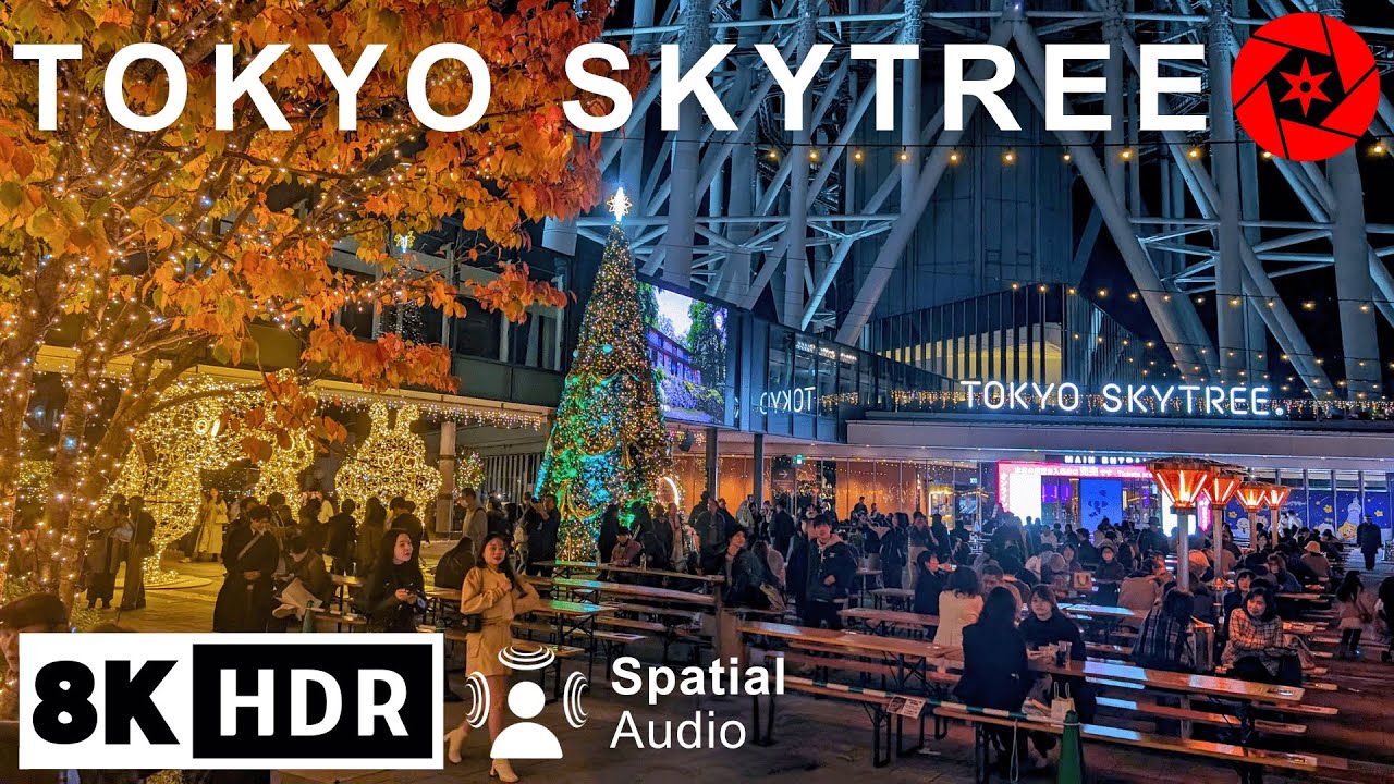 Tokyo Christmas Lights Skytree Illuminations & Christmas Market 2023 - 4K Spatial Audio