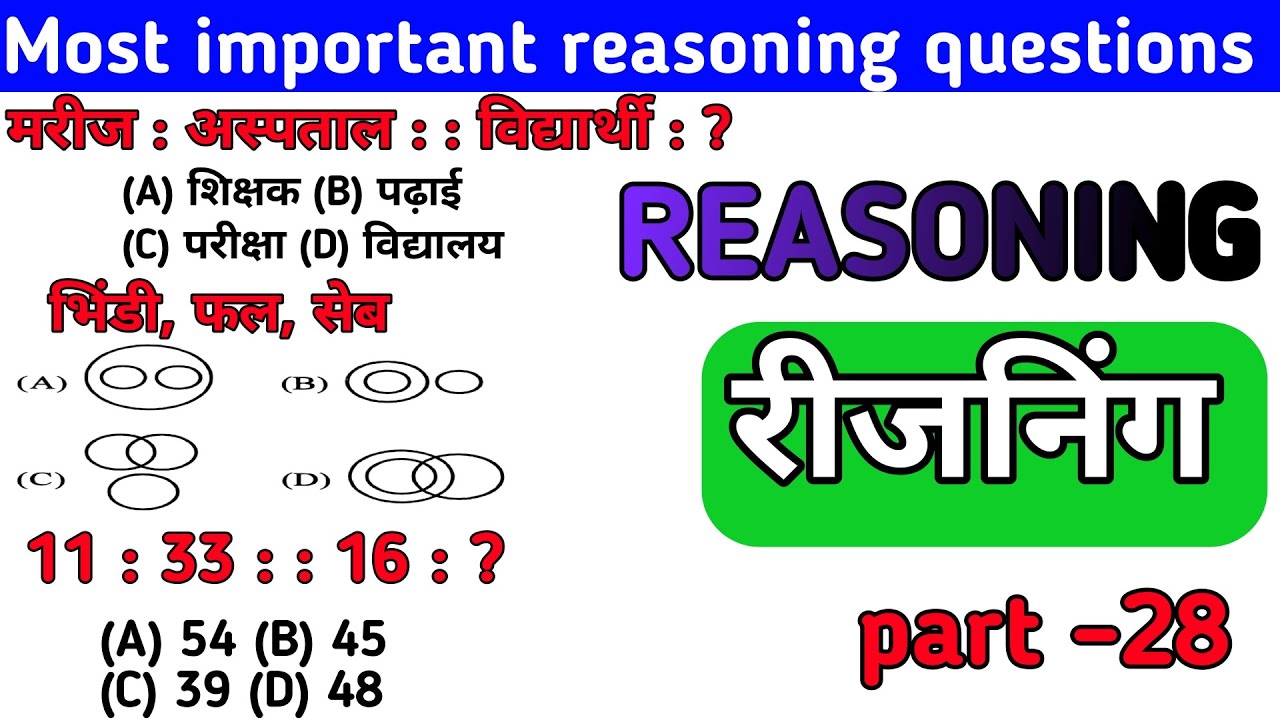Most Important Questions || रीजनिंग प्रैक्टिस सेट part – 28