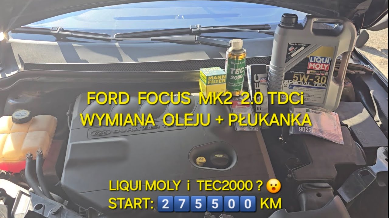 Ford #Focus MK2 2.0TDCi DW10 wymiana oleju + #płukanka silnika #TEC2000