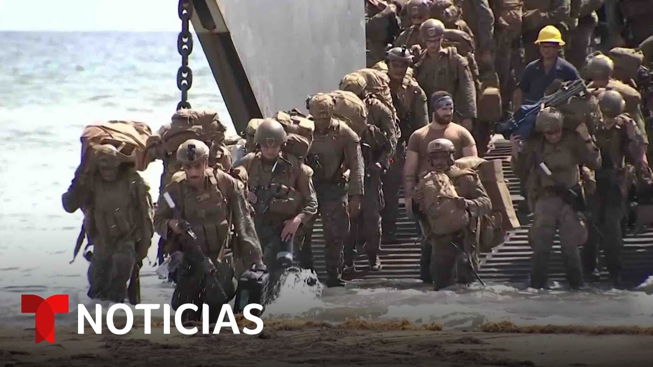 En medio de tensiones con Venezuela desembarcan en Puerto Rico unos 300 marines | Noticias Telemundo