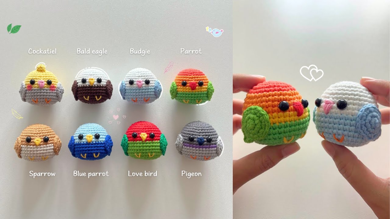 🐦 Crochet 8 Cute Birds with 1 Easy Pattern! Step by Step Tutorial