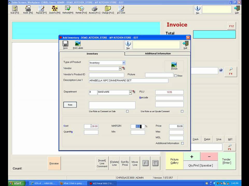Add Item from Sales Screen using ACE Retail POS