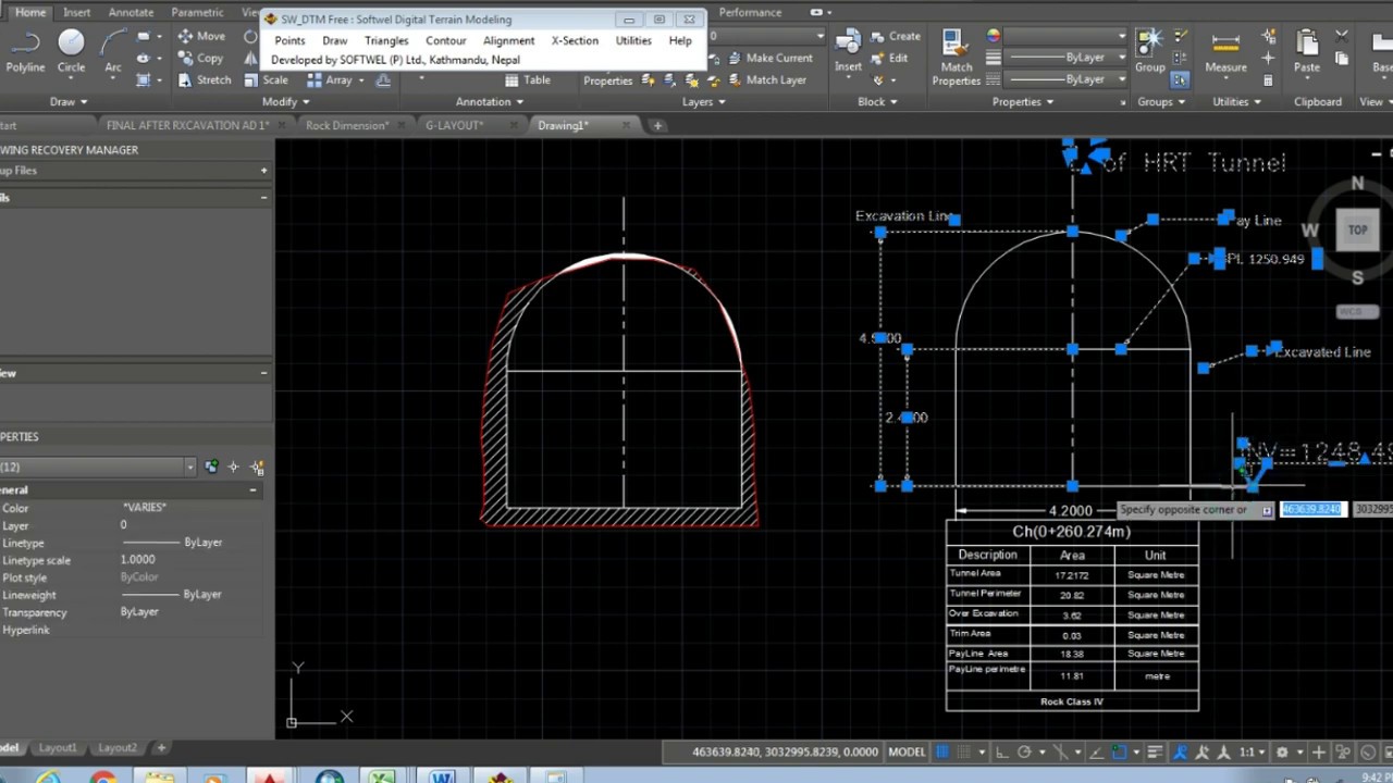 How to plot cross section of tunnel using autocad,swdtm and excel |Making tunnel profile