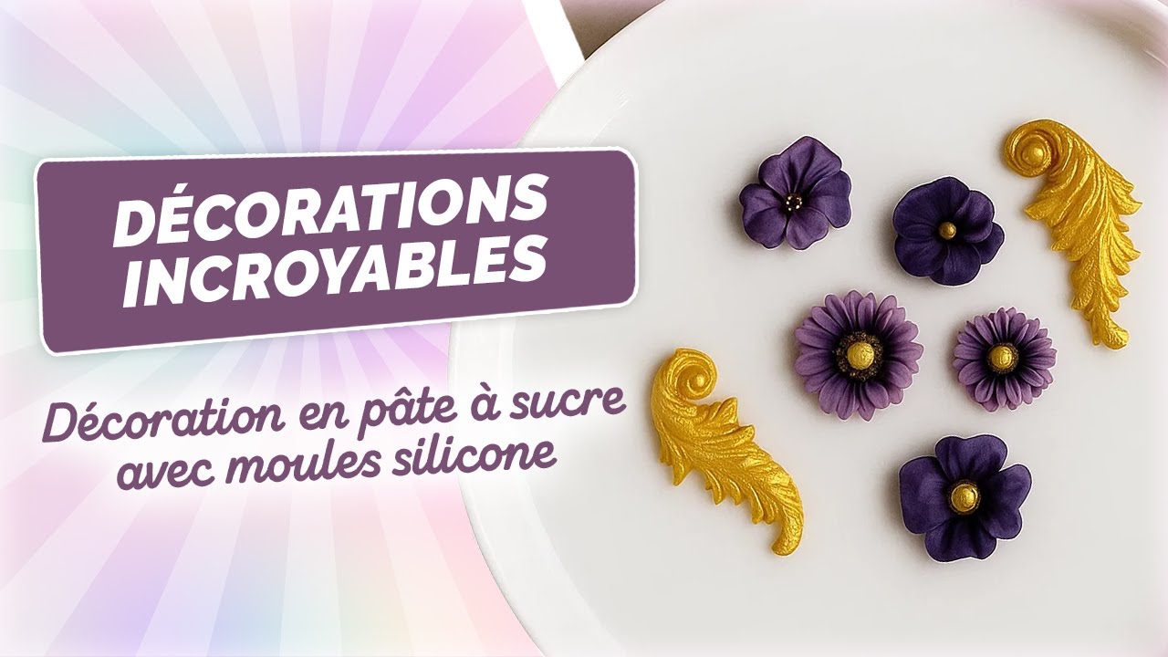 Décoration en Pâte à Sucre avec MOULES EN SILICONE - Comment les utiliser pour gâteau Cake Design 🍰
