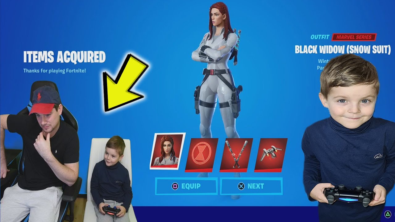 TRUMAnn & His 7 Year Old Kid Buy NEW Marvel Bundle BLACK WIDOW (Snow Suit) NEW Fortnite Marvel Skin!