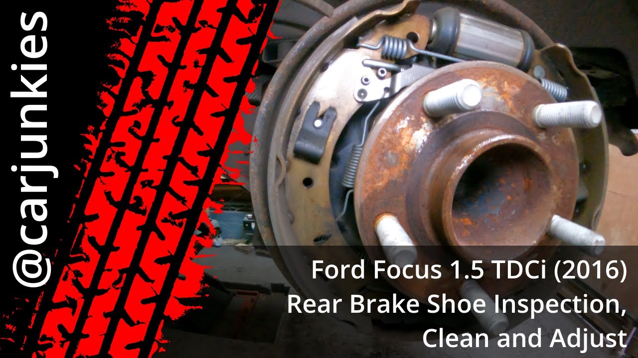 Ford Focus 1.5 TDCi (2016) — проверка, очистка и регулировка задних тормозных колодок