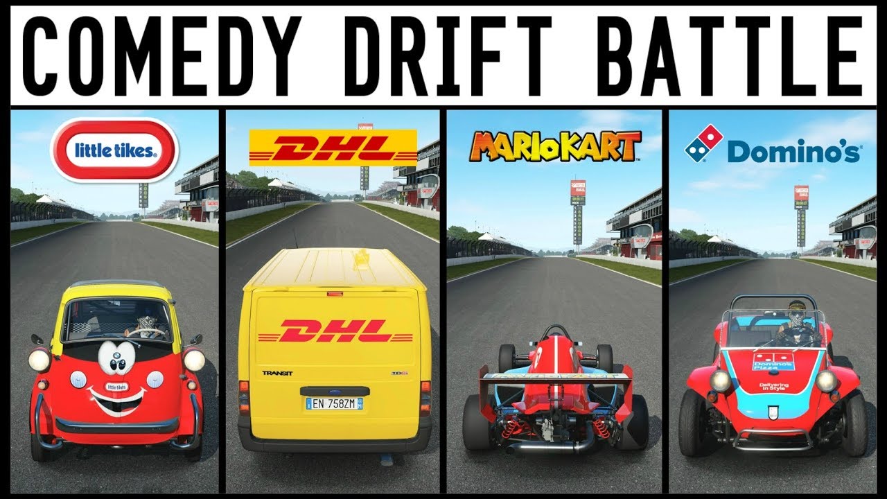 Forza 7 - Comedy Drift Battle - ISETTA vs MARIO KART vs DELIVERY VAN vs DOMINOS PIZZA