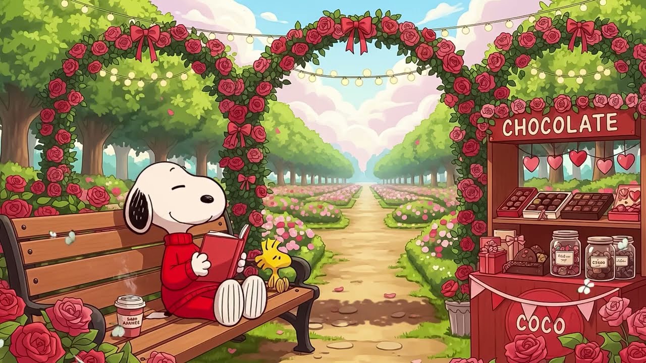Snoopy’s Romantic Valentine Garden 💗 | Soft Lofi Beats for Study, Relax & Love