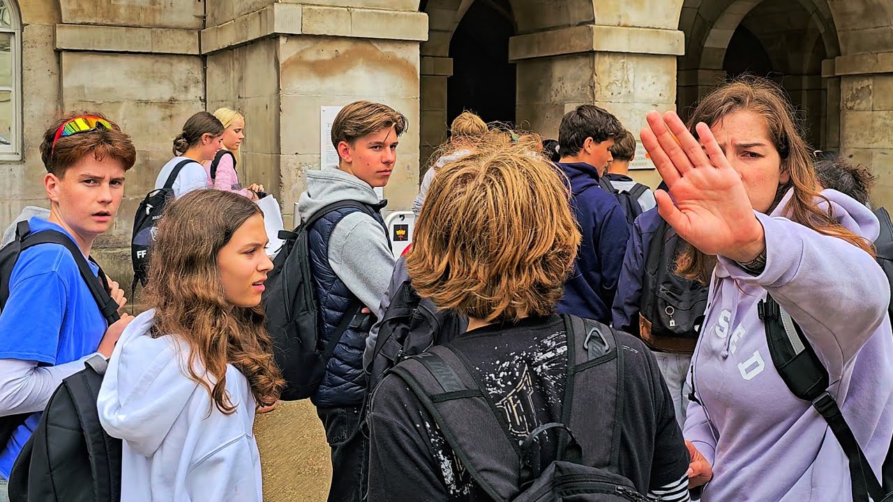 RUDE GERMAN TEACHER HAS A GO AT ME AND NOT HER DISRESPECTFUL STUDENTS at Horse Guards!