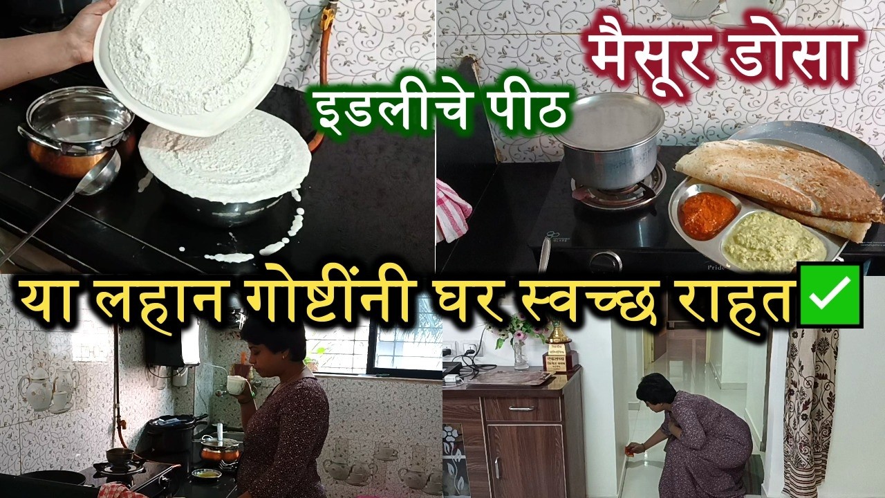 इडलीचं बॅटर इतकं का छान फर्मेंट झालं??साफसफाई साठी काही टिप्स✅#housewifelife #mymorningroutine #vlog