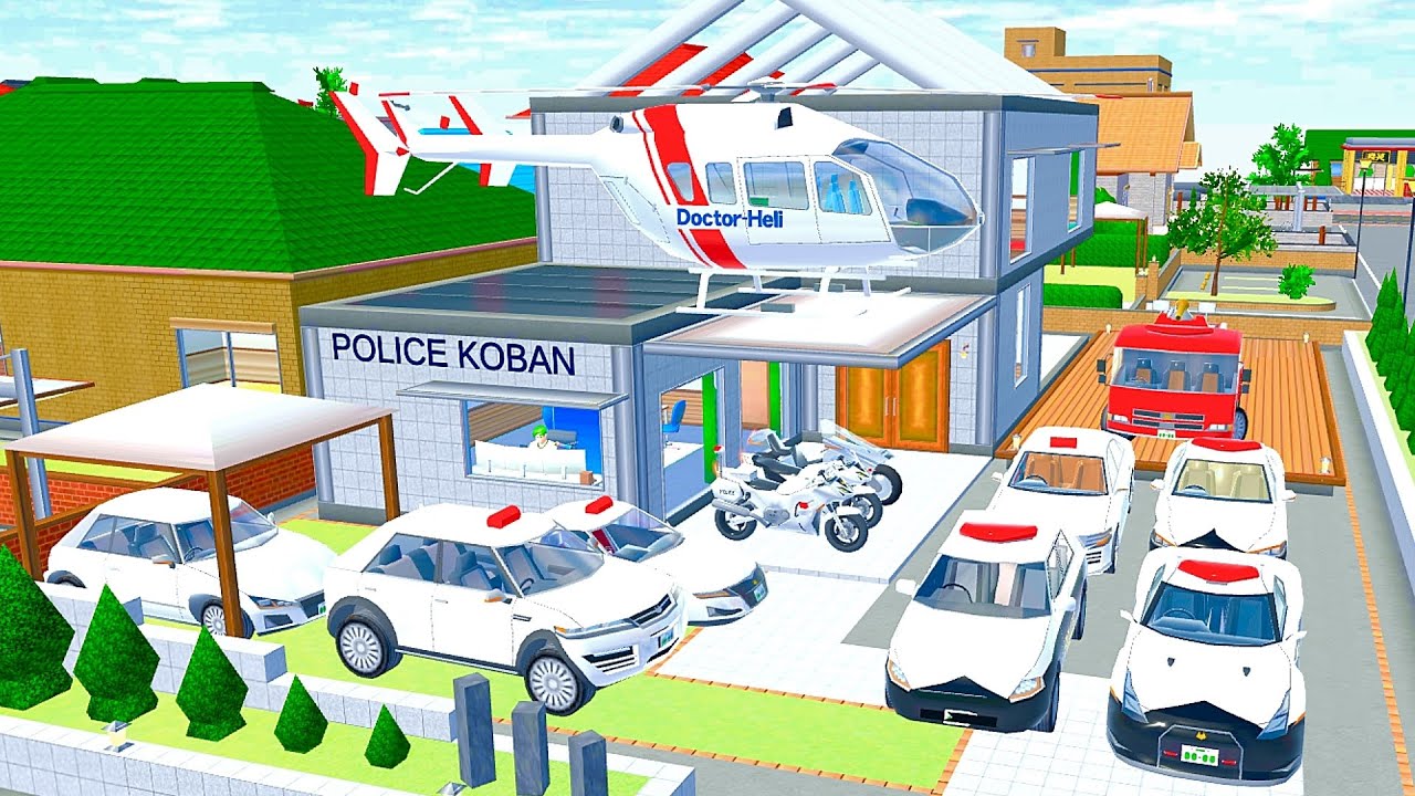 🚨🚔 Sakura School Simulator Police Koban 🚓 | All Police cars collection with  Helicopter 🚁