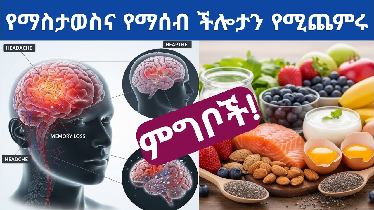 የማስታወስ እና የማሰብ ችሎታን የሚጨምሩ 8 ምግቦች | 8 foods that increase memory and intelligence