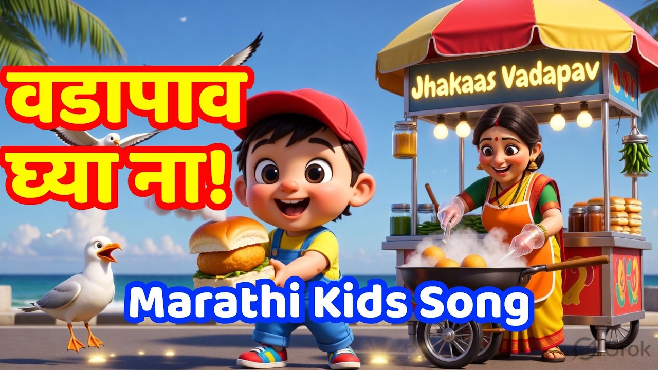 वडापाव घ्या ना! 🤤 | Vada Pav Song for Kids | Mumbai Street Food Rhyme | Marathi Kids Song