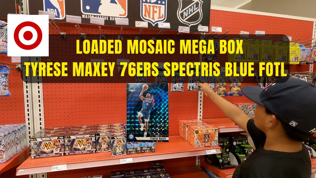 TYRESE MAXEY 76ERS SPECTRIS BLUE FOTL LOADED MOSAIC MEGA BOX NBA 2024 2025 BASKETBALL
