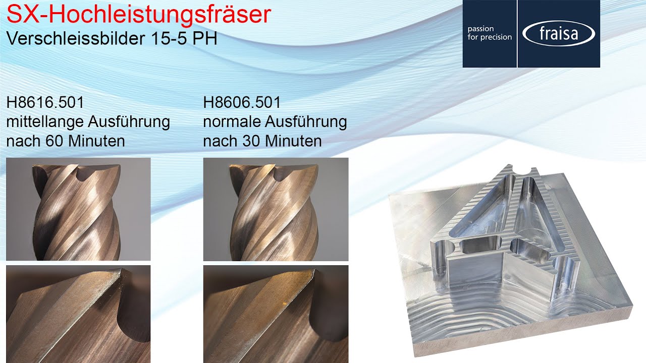 Höchste Leistungsfähigkeit und Prozesssicherheit in 15-5 PH - FRAISA Hochleistungsfräser SX