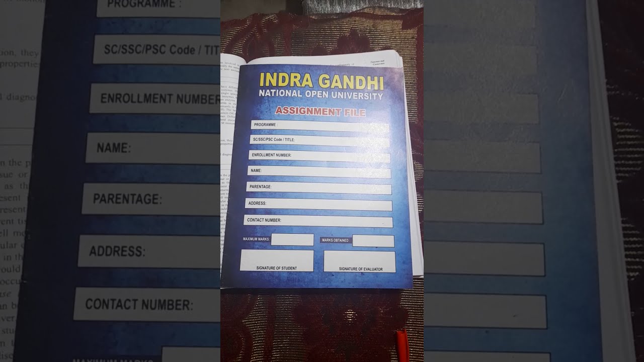 INDRA GANDHI NATIONAL OPEN UNIVERSITY | IGNOU  assignment file | How to fill  assignment front page.
