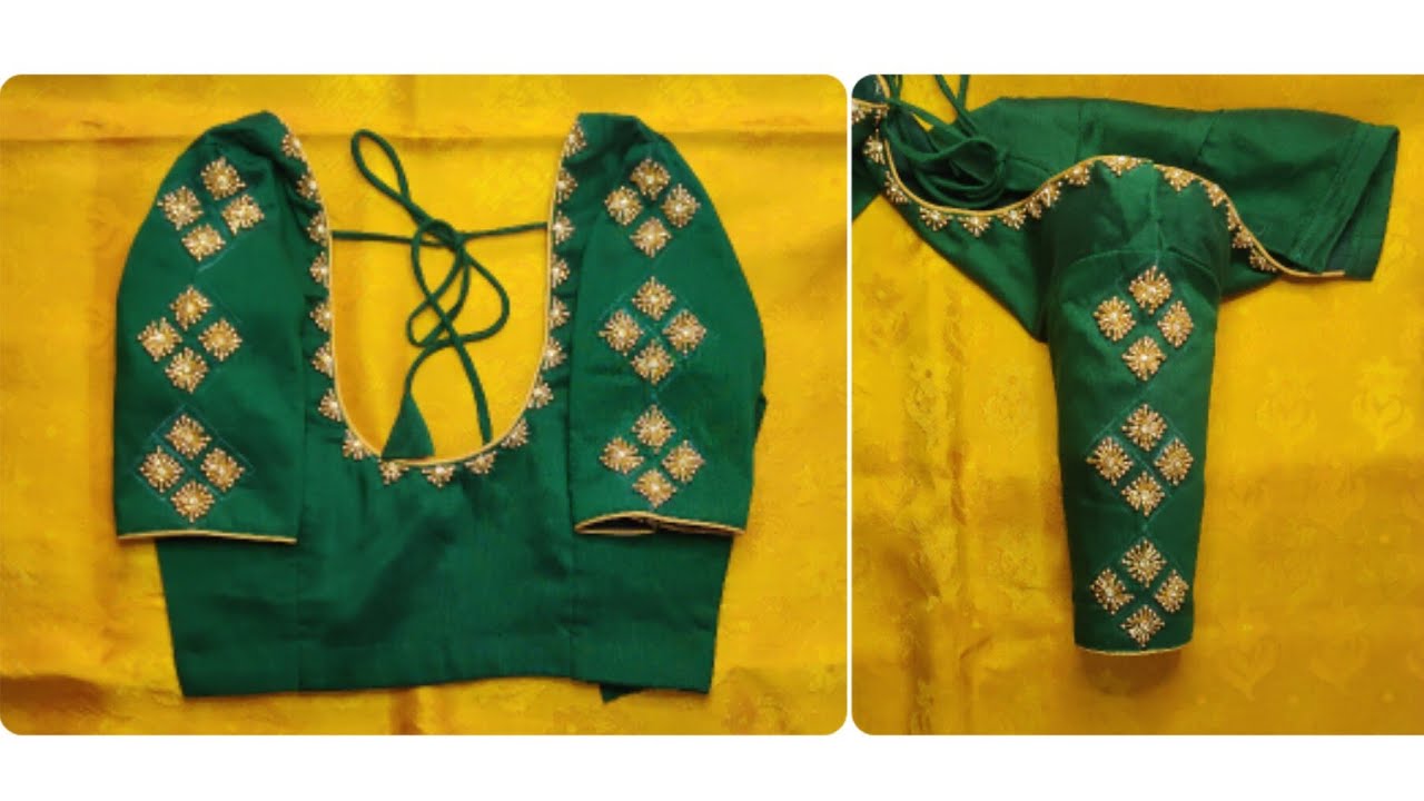 Very easy bead work on stitched blouse using normal needle