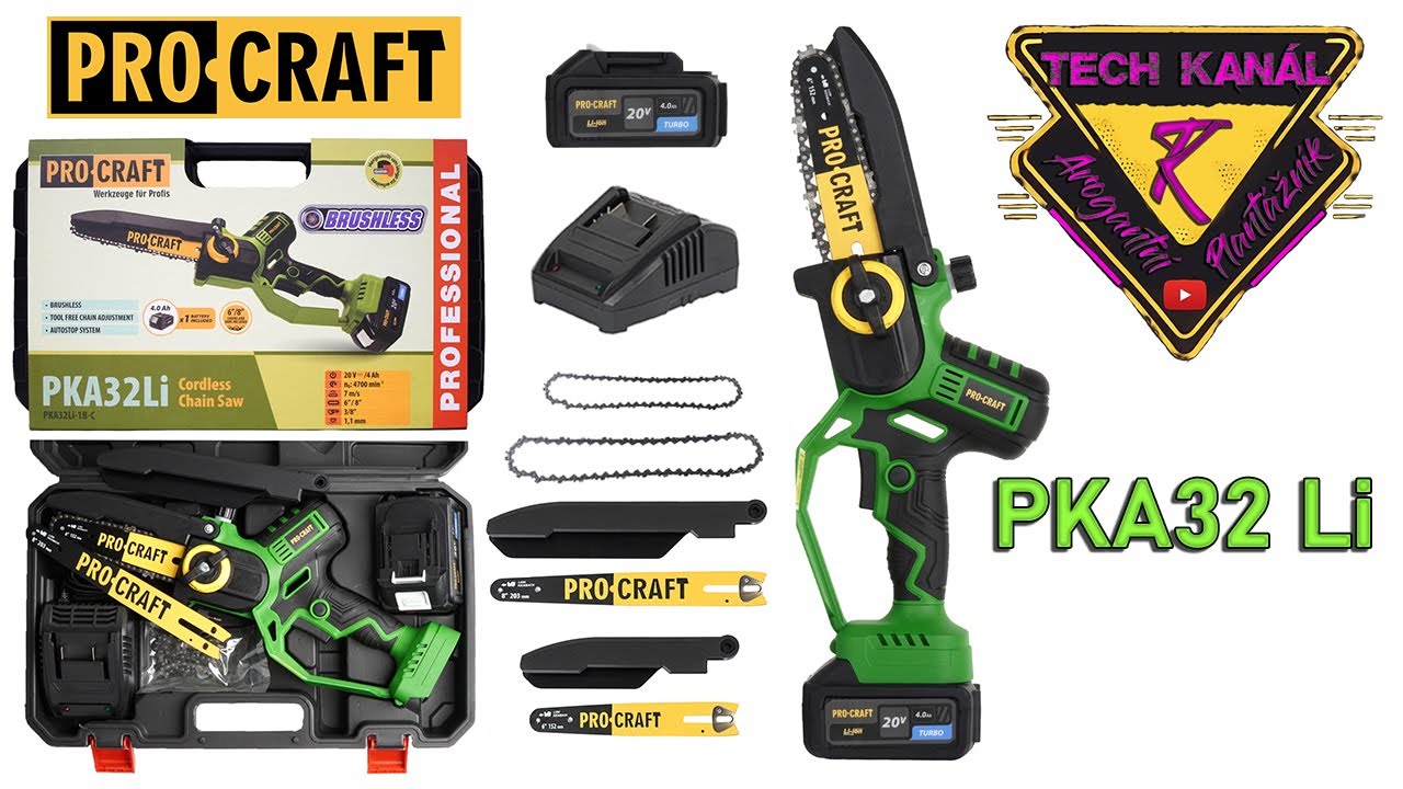 💥Aku řetězová pilka🌳 ProCraft PKA32Li 🪒porovnání ukumulátorů🔍 několik překvapení ❓