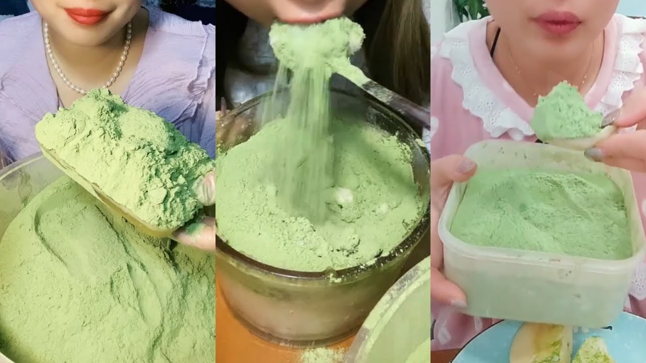 얼음ASMR HEAVY GREEN MATCHA POWDER ICE EATING SOUNDS 💚🍵 THIN ICE CRUNCH 녹차 | Матча | 抹茶 | ماتشا