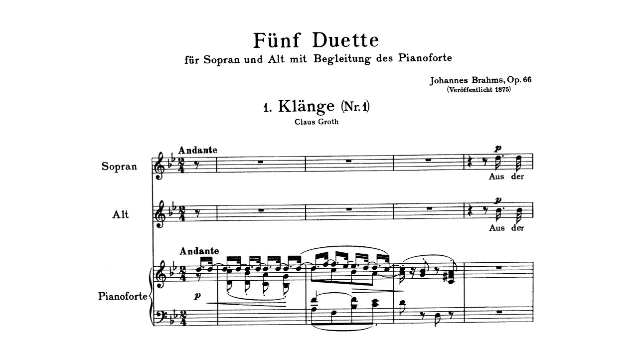 Brahms: 5 Duets, Op. 66 (with Score)