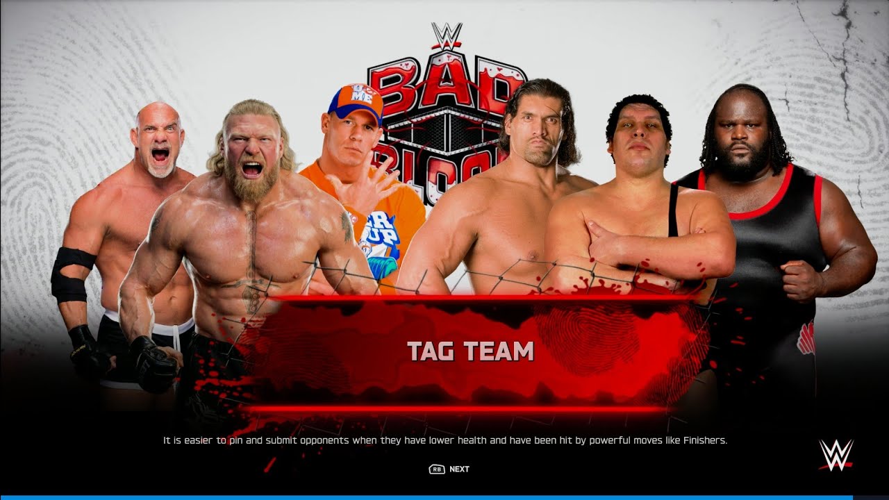 TEAM UNSTOPPABLE FORCE VS TEAM IMMOVABLE OBJECT ( Brock, Goldberg & Cena Vs Andre, khali & mark )