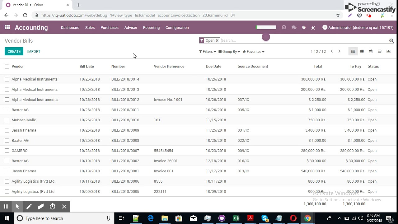 Payment Procedure in Odoo with Multiple Invoices