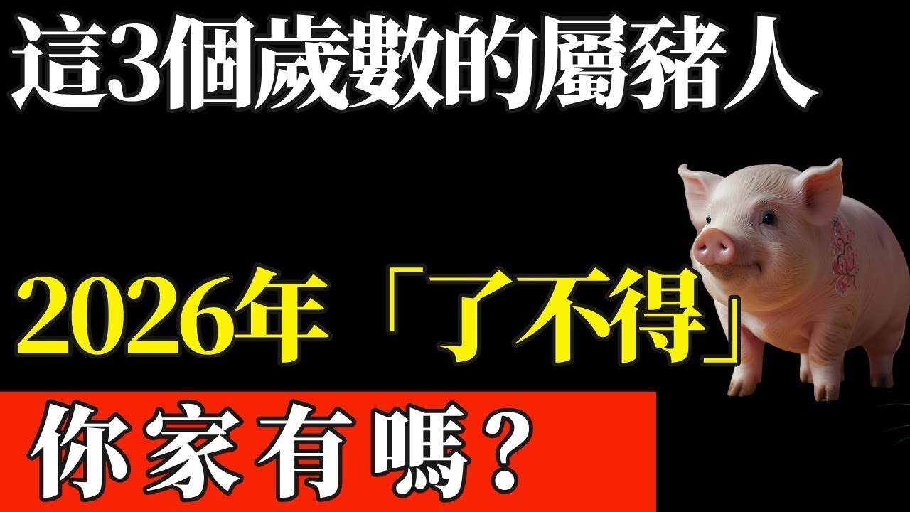 這3個歲數的屬豬人，2026年「了不得」！你家有嗎？#生肖 #運勢 #風水 #財運#命理 2
