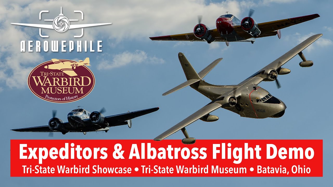 Самолеты Beech C-45H и TC-45H Expeditor и Grumman HU-16C Albatross — выставка боевых самолетов Tr...