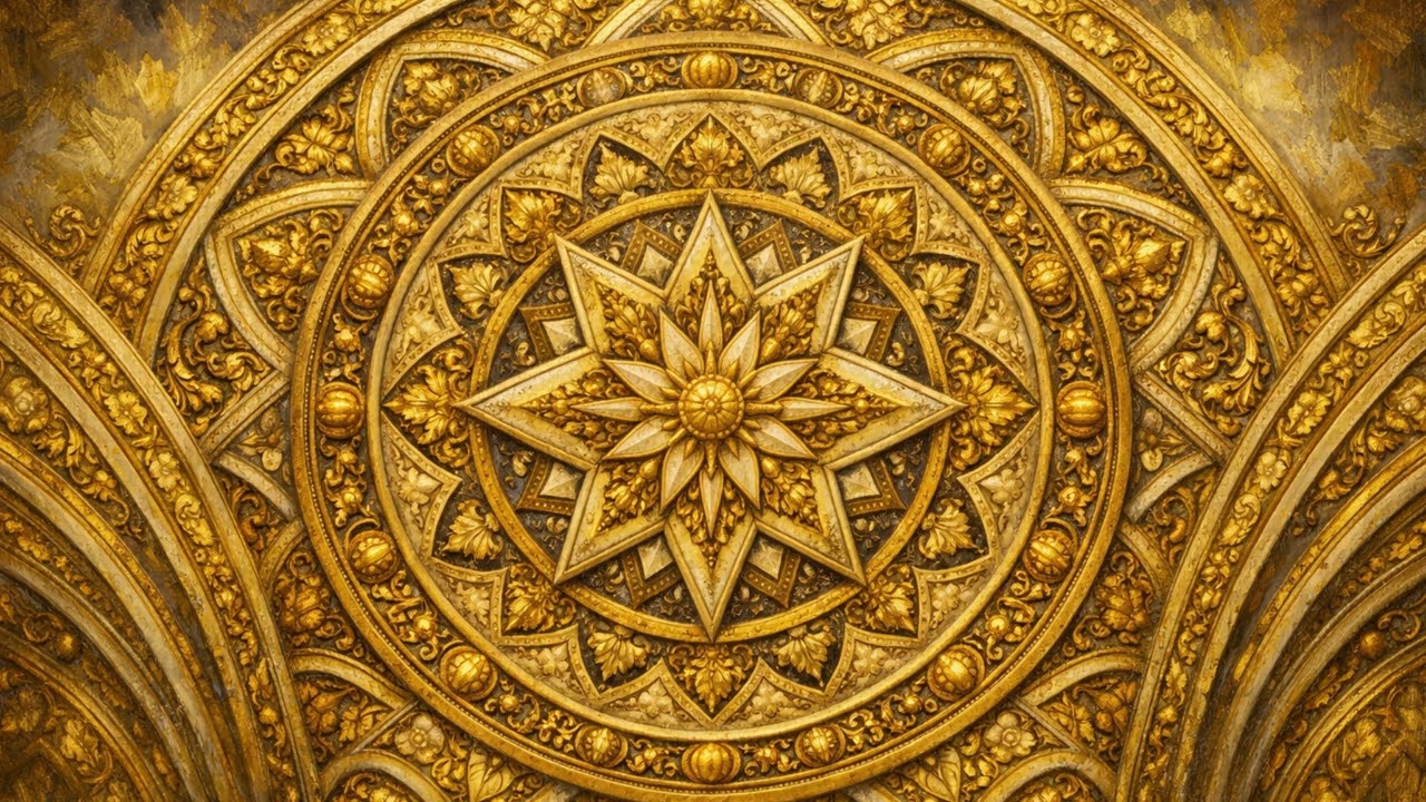 INTRICATE GOLD MANDALA - DIVINE-PURE-ZEN|MANDALAS OIL PAINTING No Music - Background for TV
