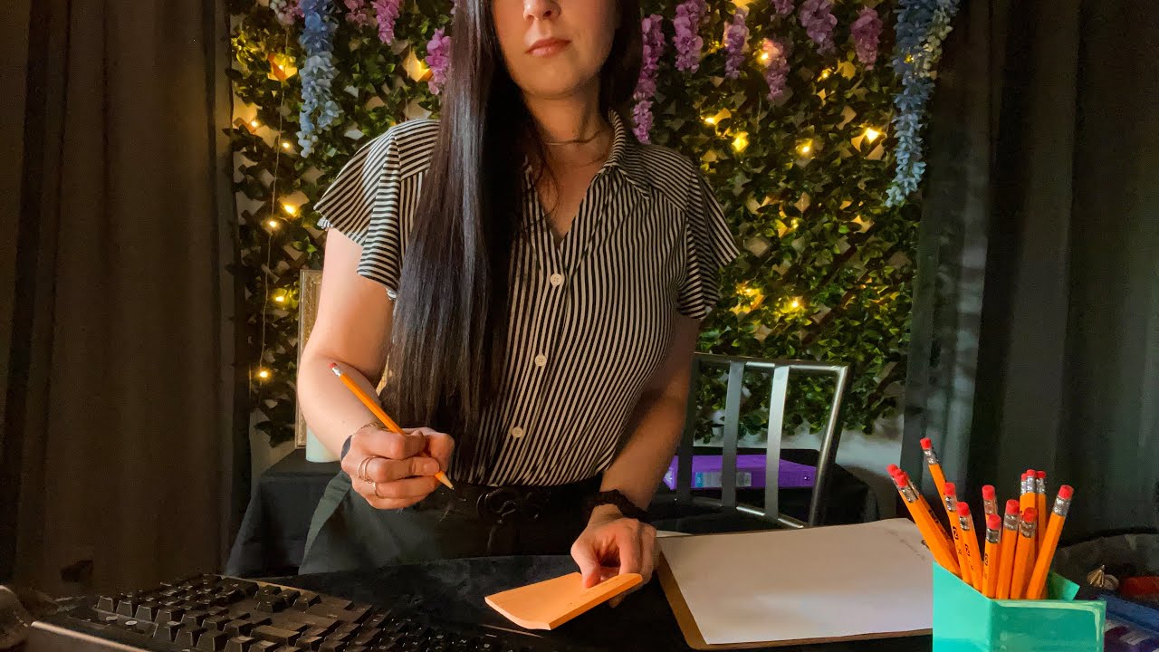 ASMR Office Receptionist Role Play (typing, writing, paper shuffling)