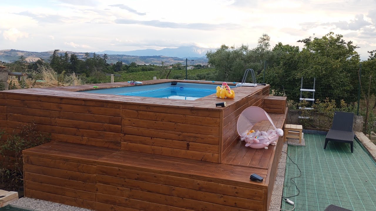 #Rivestire una #piscina fuori terra con #legno di recupero e no, costruisco da zero. Intex 549 x 274