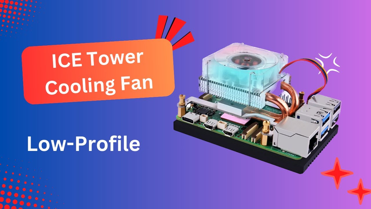 Ice Tower Low-Profile Cooling Fan for Raspberry Pi 5 | 7 RGB Color Lights