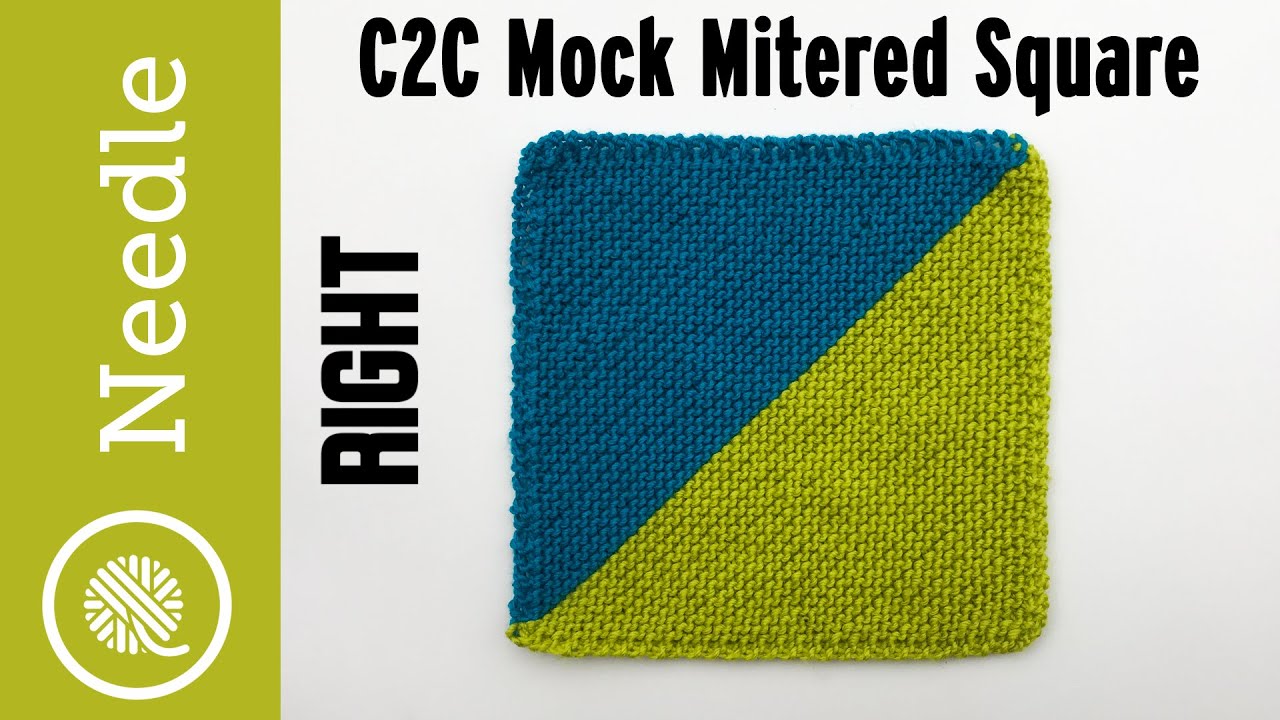Knit C2C Mock Mitered Square | Bi-color (Right handed)