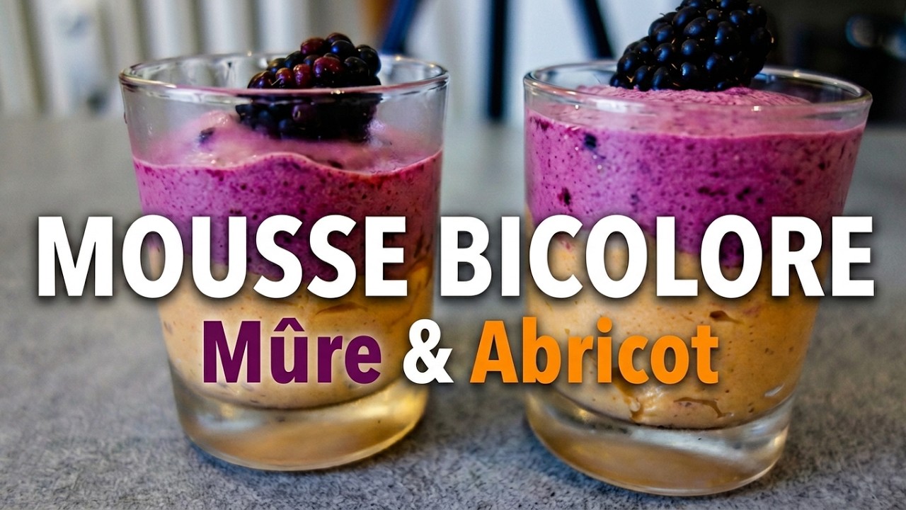 Recette Mousse de Fruits Bicolore : Mûre et Abricot Facile !  🍑🫐 #MousseDeFruits