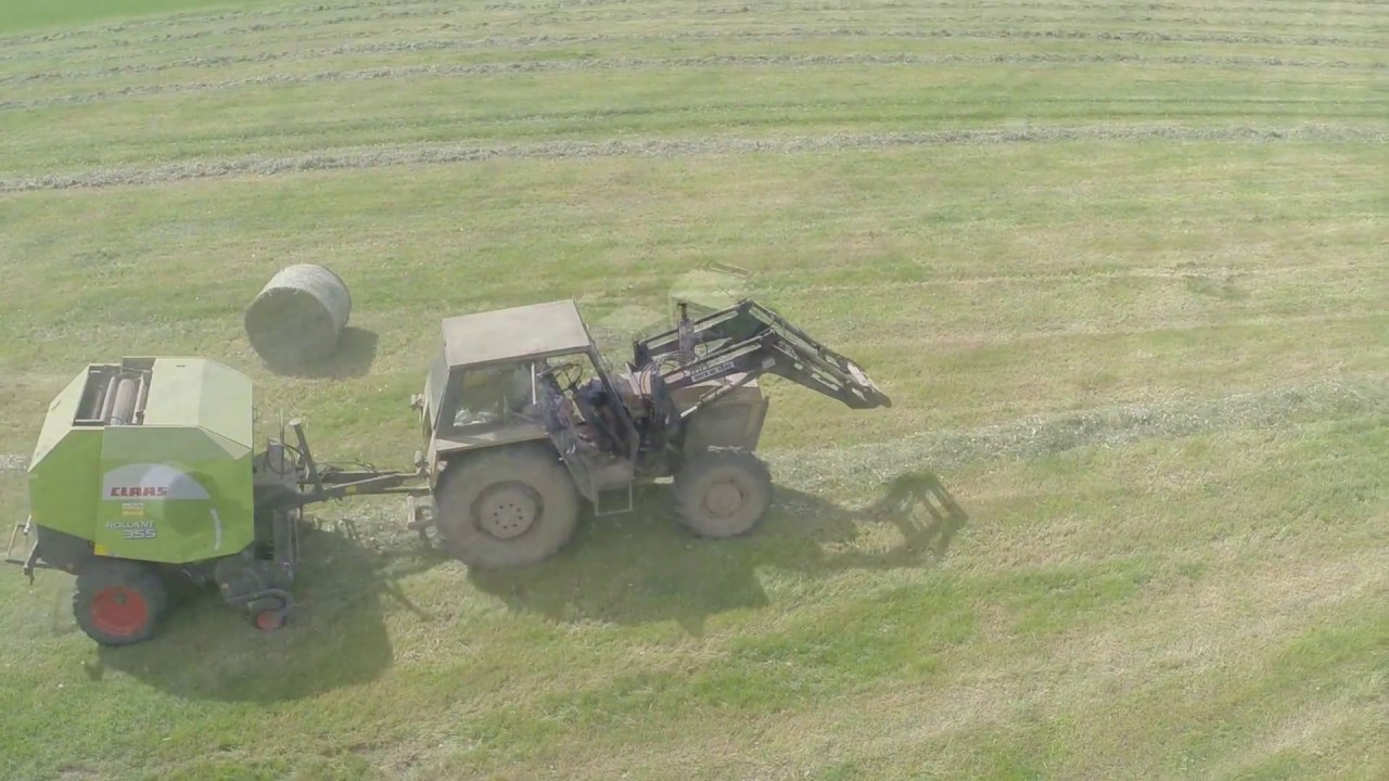 Ursus 914 + Claas Rollant 355. Sianokosy 2017