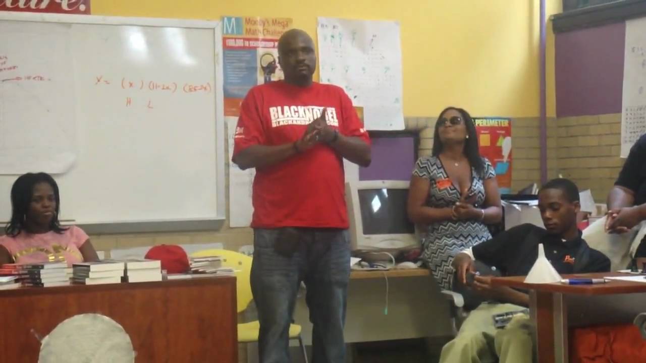 Owner of Black and Nobel Books (Hakim Hopkins) Speaking to the Students of Overbrook High School