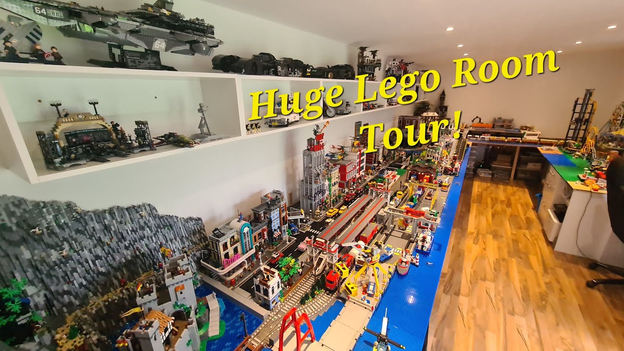 HUGE Lego City Room Tour 02 - Complete Tour of the Lego Room with outline of future plans.