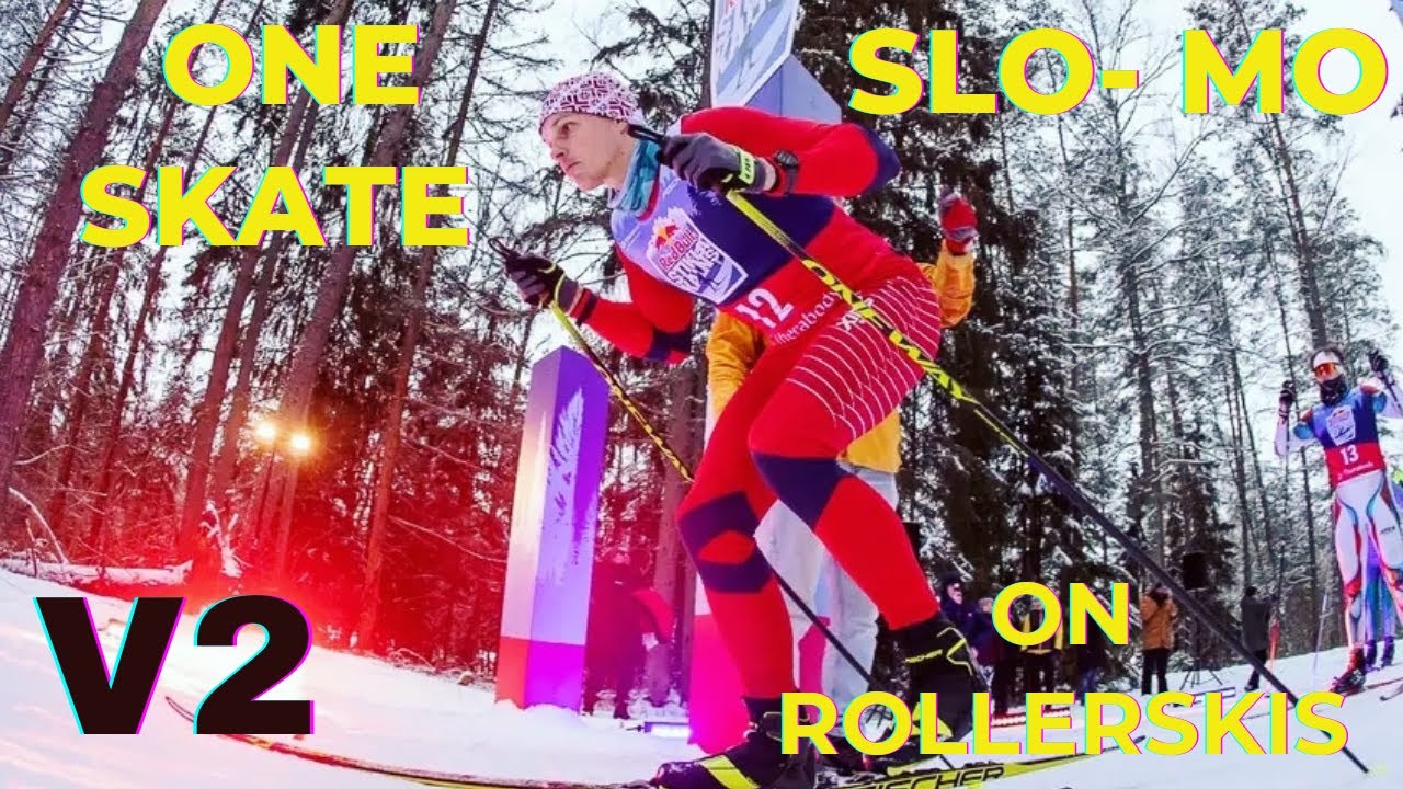 Rollerskiing One-Skate  V2 Slow Motion