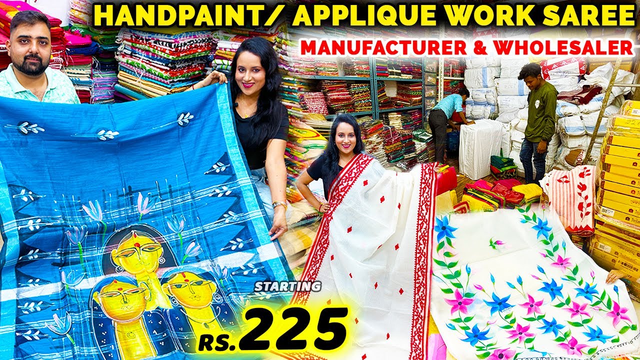 Barabazar Saree Market | Hand Painted Saree Manufacturer & Wholesaler in Kolkata | Pure Cotton Linen