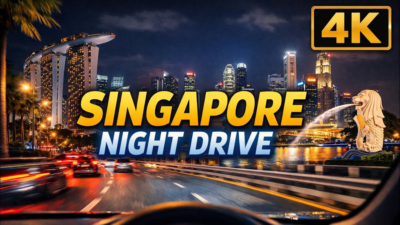 Night Drive With Lo-Fi Chill Beats in Singapore City Centre | POV 4K