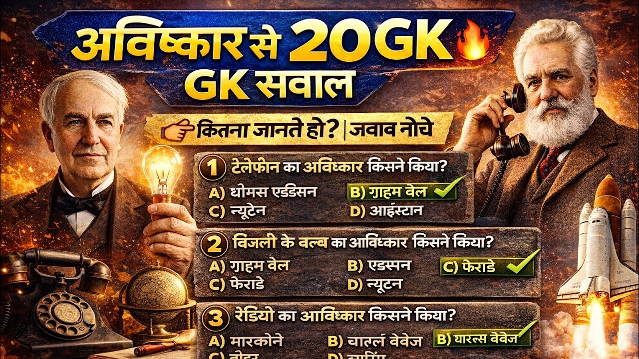🔍 invention 🔎 related 20gk || avishkar se releted 20 question answer || gk in hindi | gk || gk quiz 