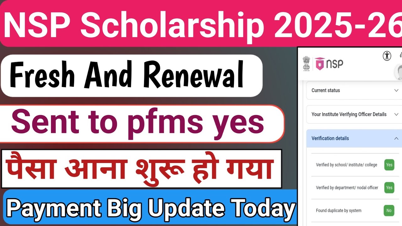 NSP Fresh And Renewal Payment 2025-26 | Payment Aa Gaya | Payment Aane laga | NSP Big Update Today 