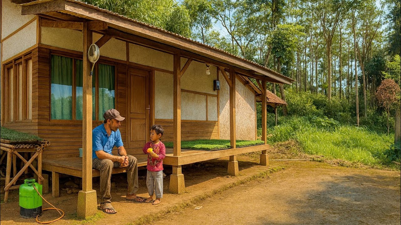 Satu Keluarga Hidup Damai Di Rumah Villa Pinggir hutan, Berkebun Dan Bercocok Tanam