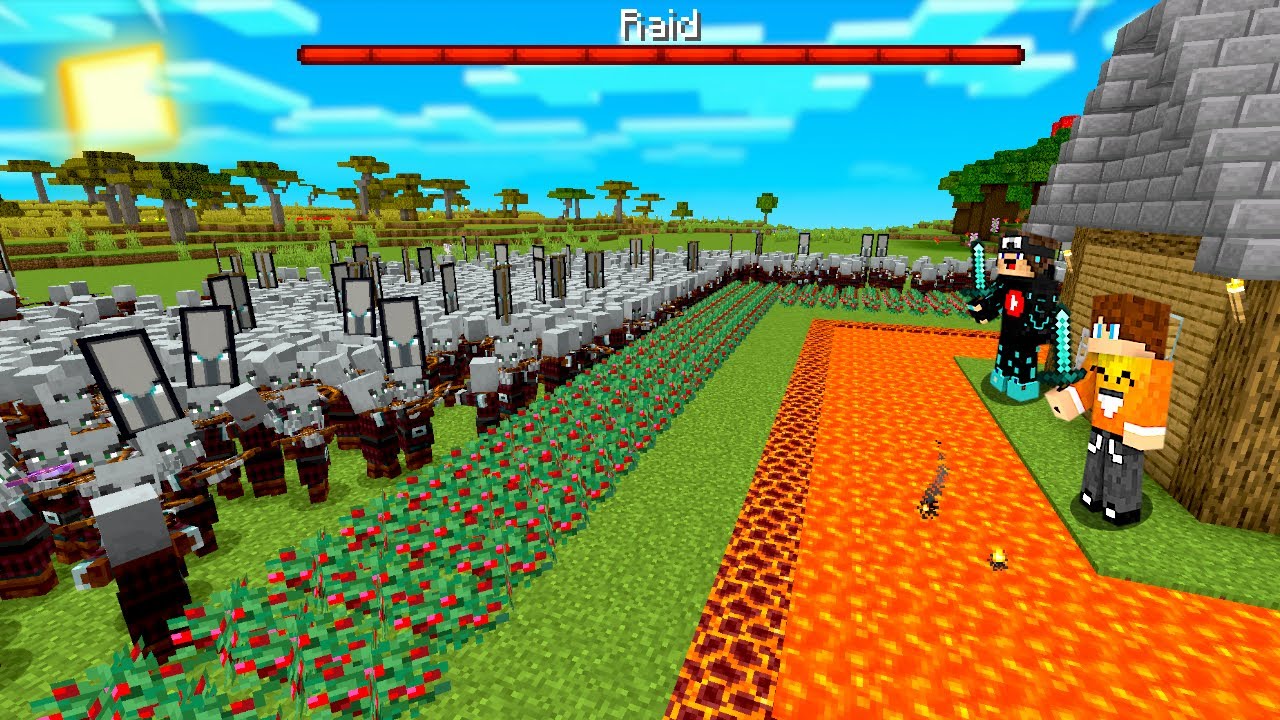 TAJNA BAZA vs 1000 PILLAGERÓW w Minecraft!