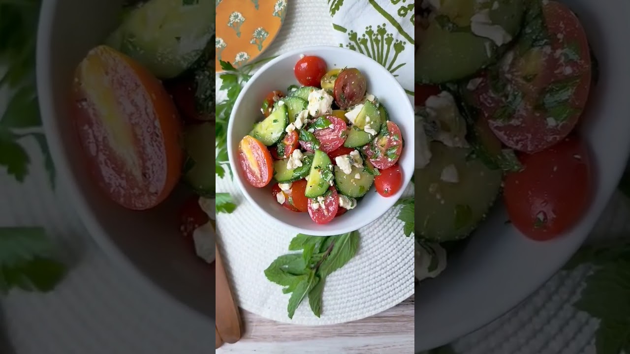 Cucumber Tomato Salad with Feta #salad #healthyrecipes #foodvideo #foodblogger #food #views #recipe